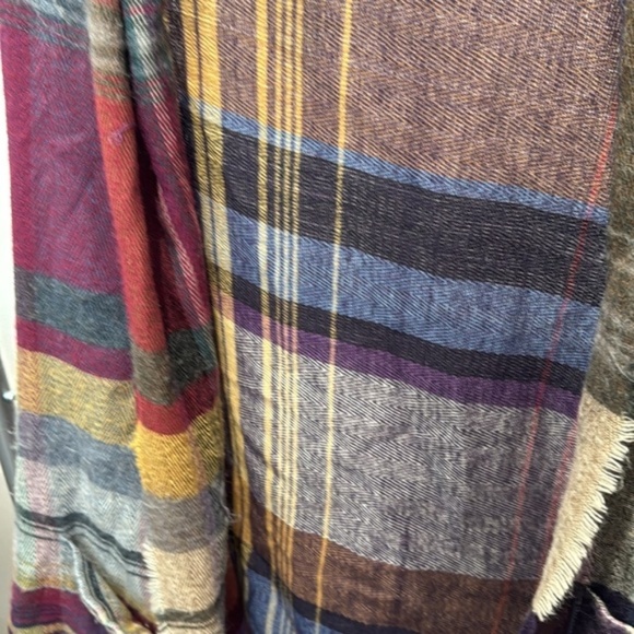 Grace & Lace Poncho Wrap Fringe Hem Cozy Lightweight Plaid Pattern Multicolor OS - Picture 8 of 8